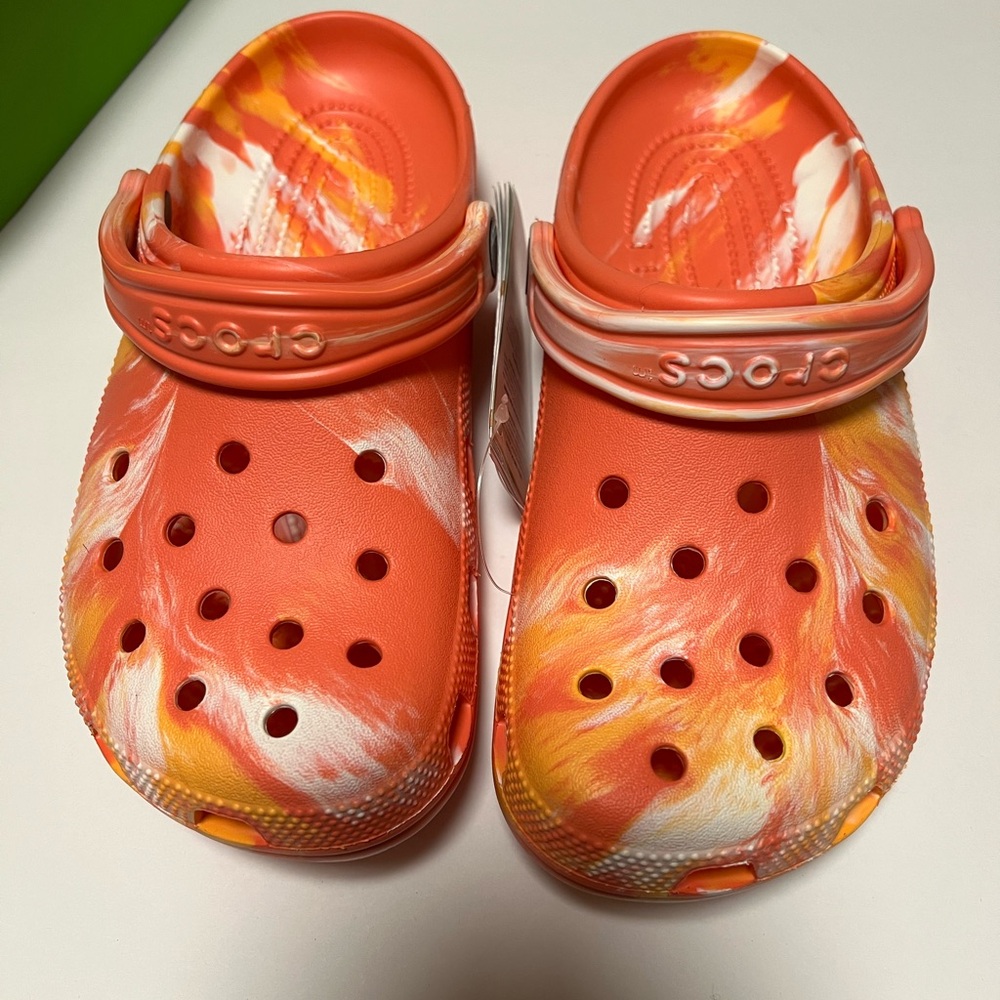 CROCS Orange and White Water Shoes with Perforated Design